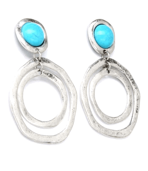 Turquoise Circle Drop Earring